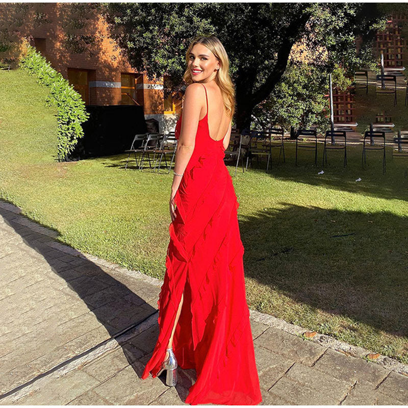 Tatiana | Evening Dress with Ruffles and Thin Straps for Women