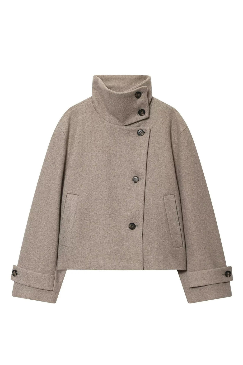 Carrie | Jacket Women - Wool Blend Cropped Jacket with Buckle Collar