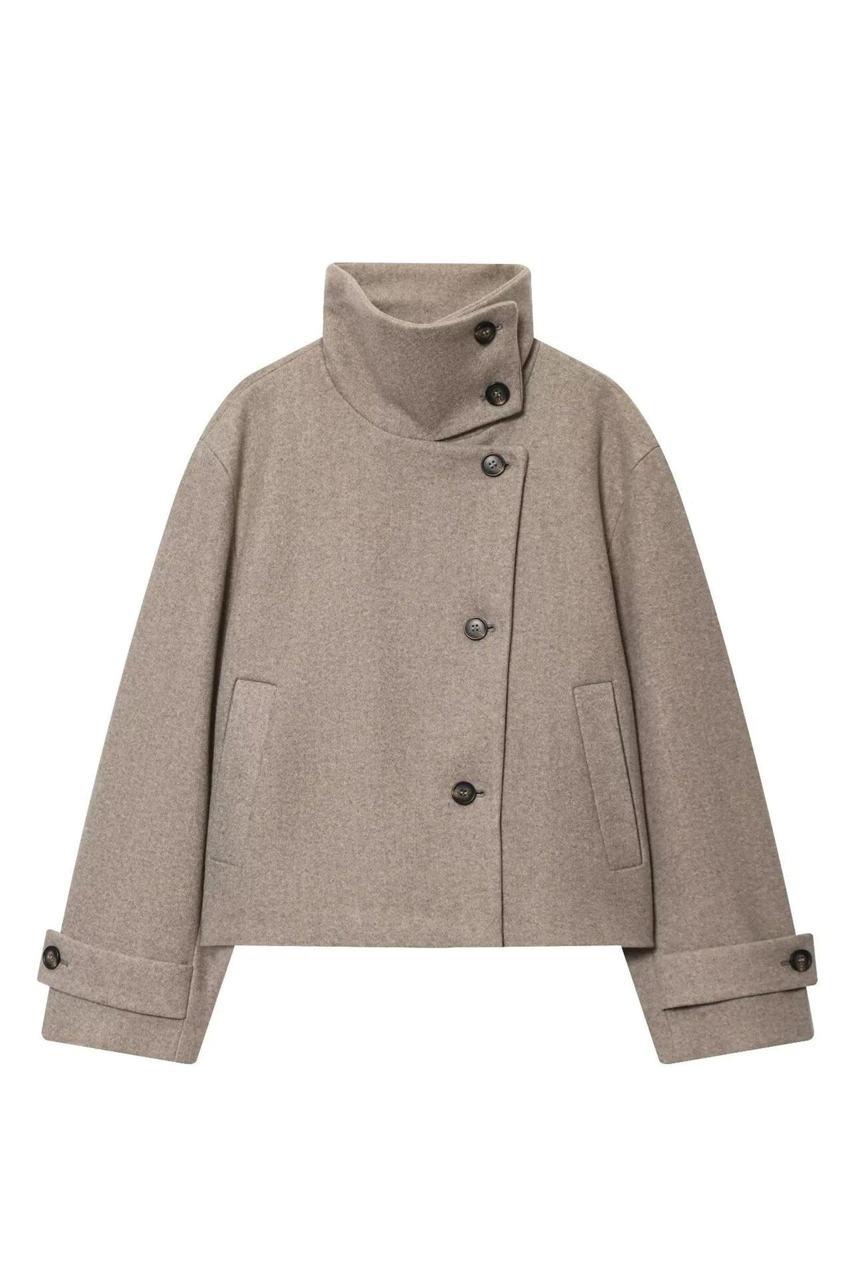 Carrie | Jacket Women - Wool Blend Cropped Jacket with Buckle Collar