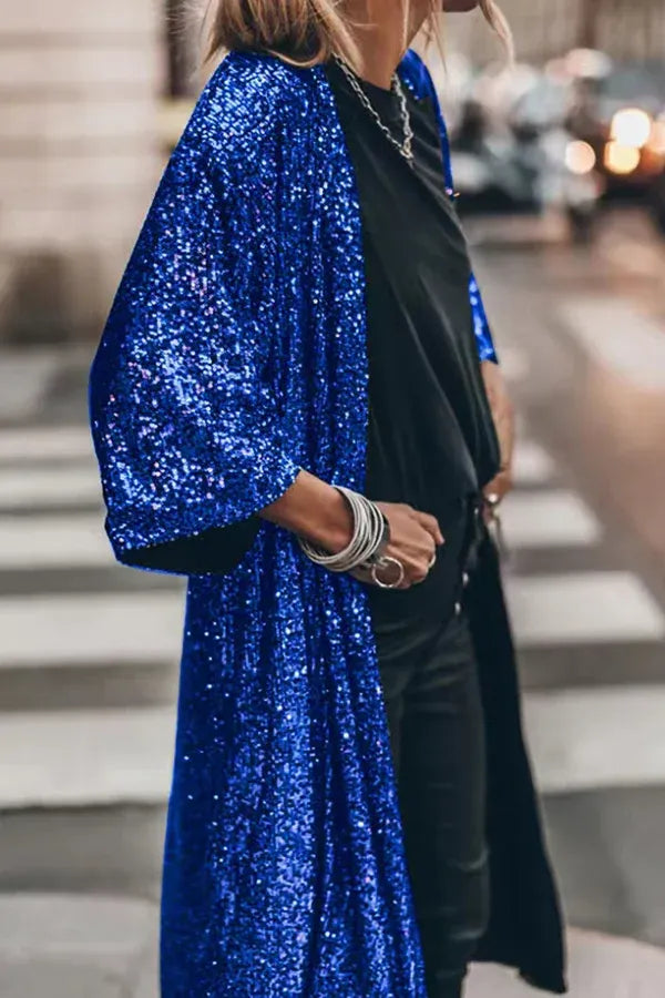 Thalira | Glamour Sequin Kimono with Keyholes for Women