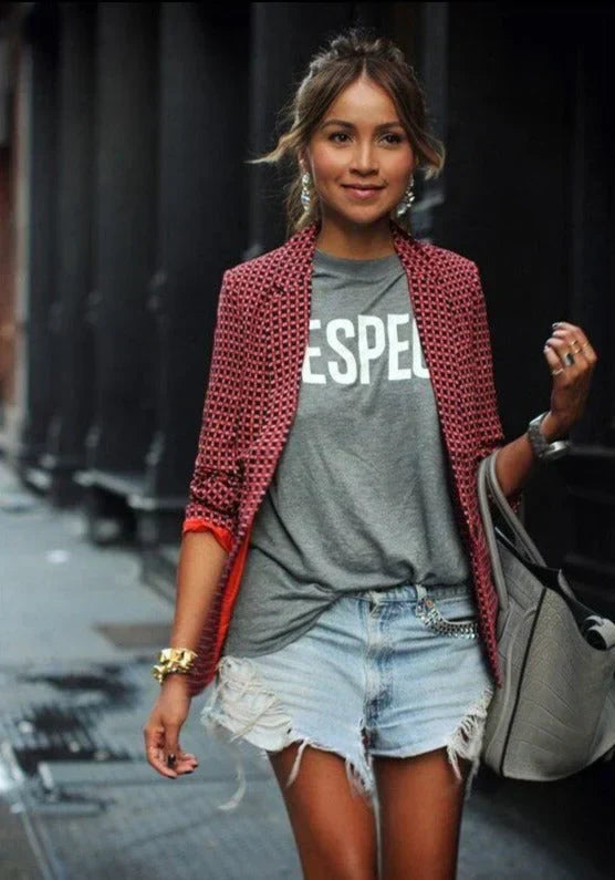Tinsley | Casual Printed Blazer With Notched Collar for women