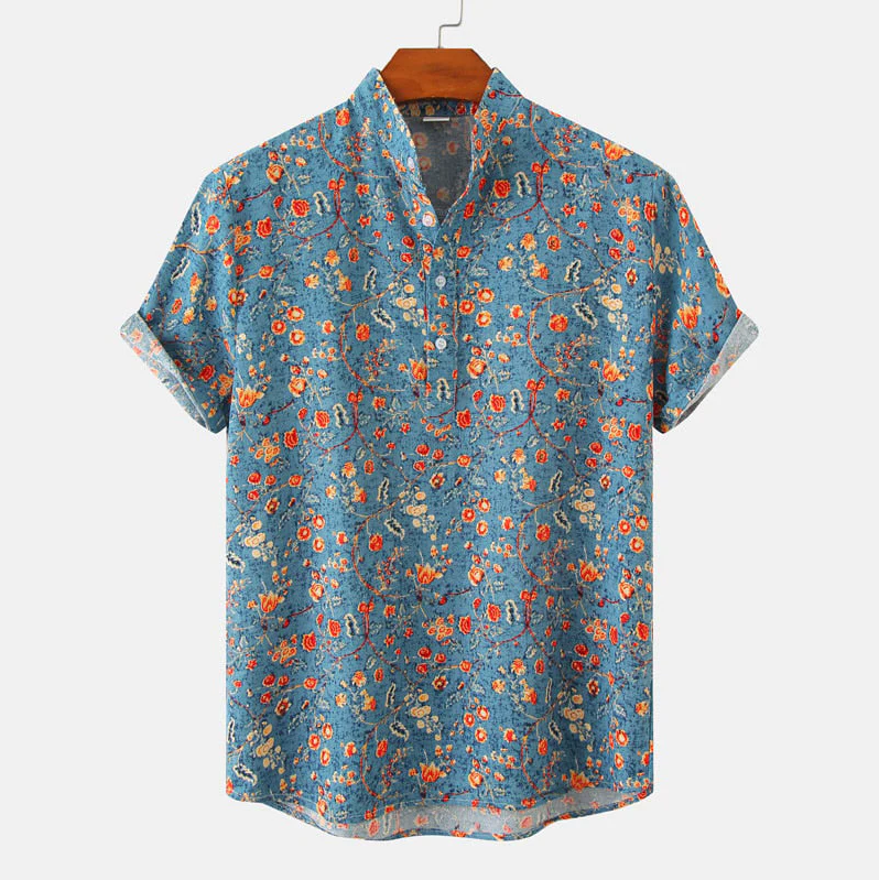 Marco | Floral Print Short Sleeve Shirt For Men