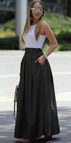 Felicity | High-Waisted Pleated Skirt in Solid Color for Women