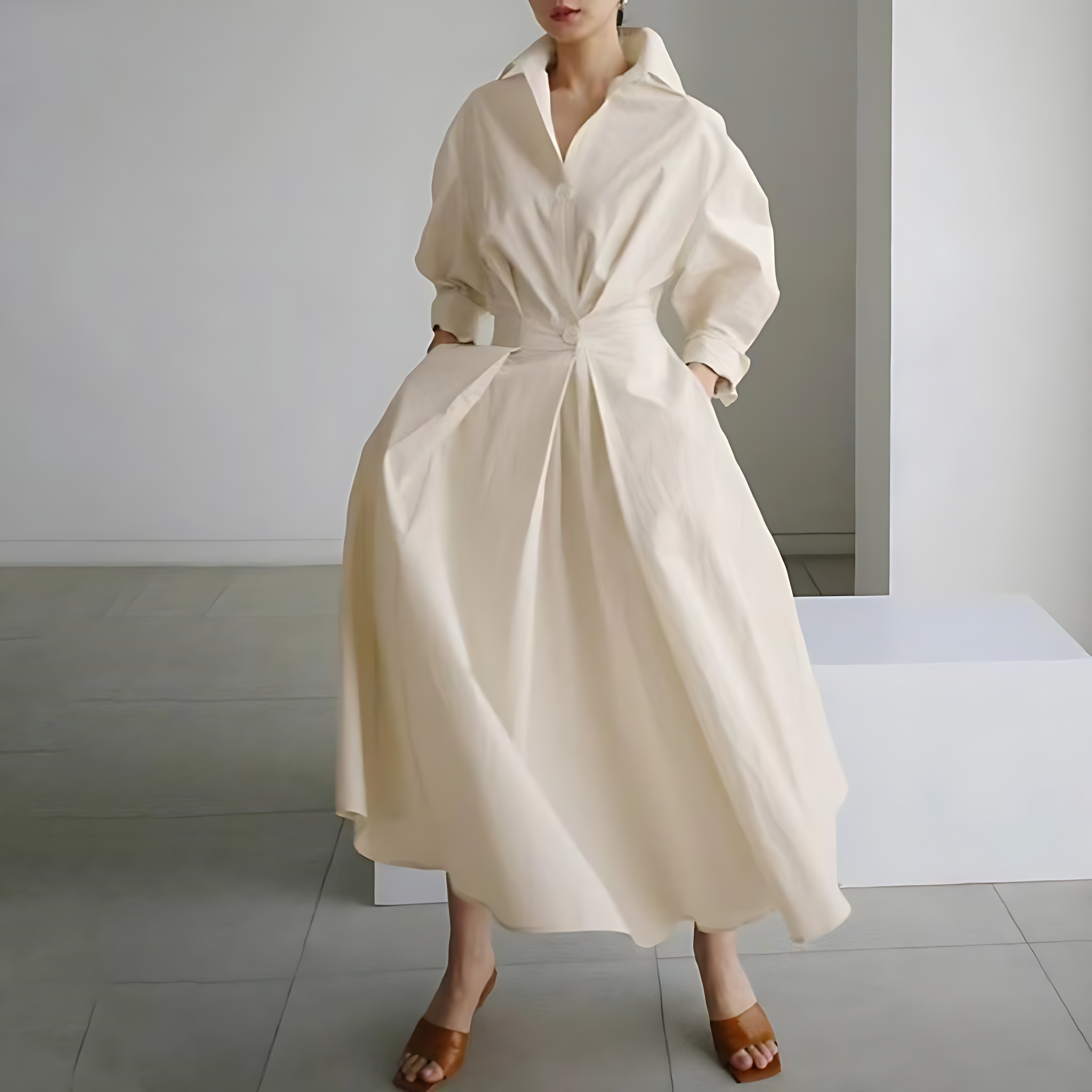 Women’s Button-Up Maxi Shirt Dress