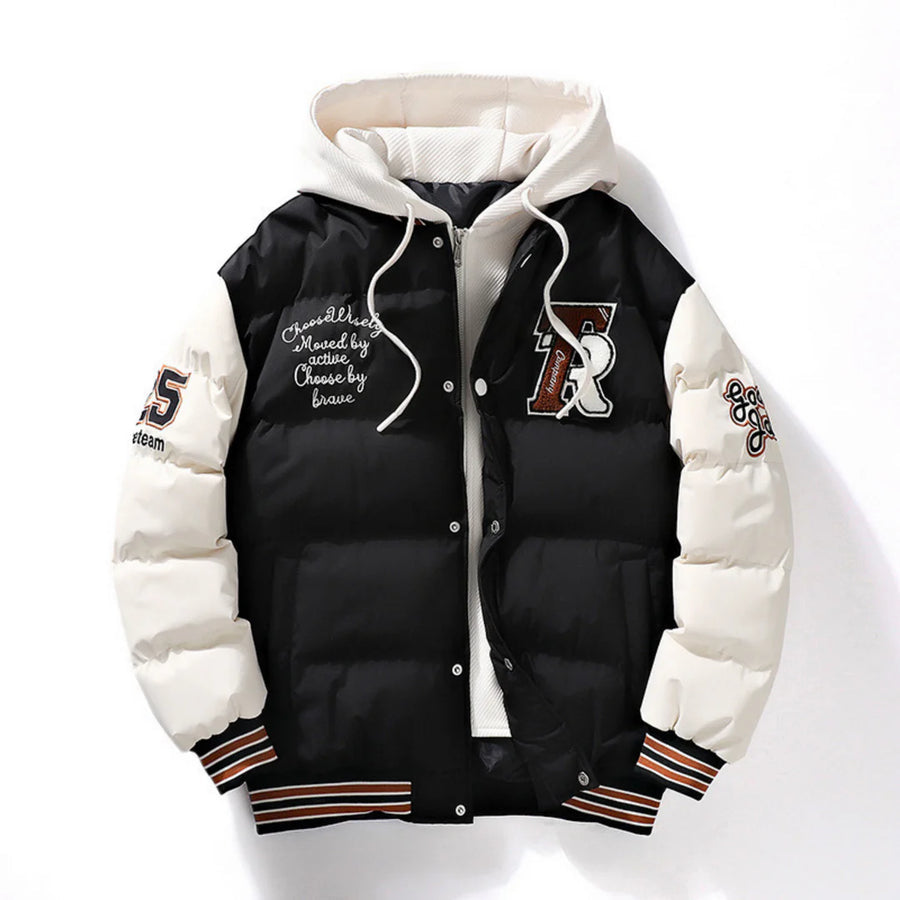 Oliver - Stylish Men's Hooded Varsity Puffer Jacket