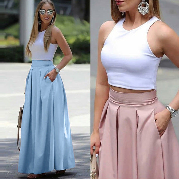 Felicity | High-Waisted Pleated Skirt in Solid Color for Women