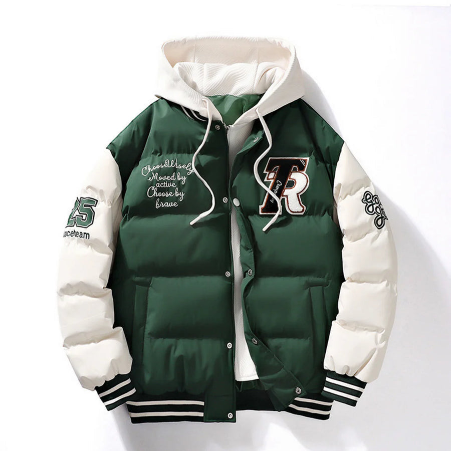 Oliver - Stylish Men's Hooded Varsity Puffer Jacket