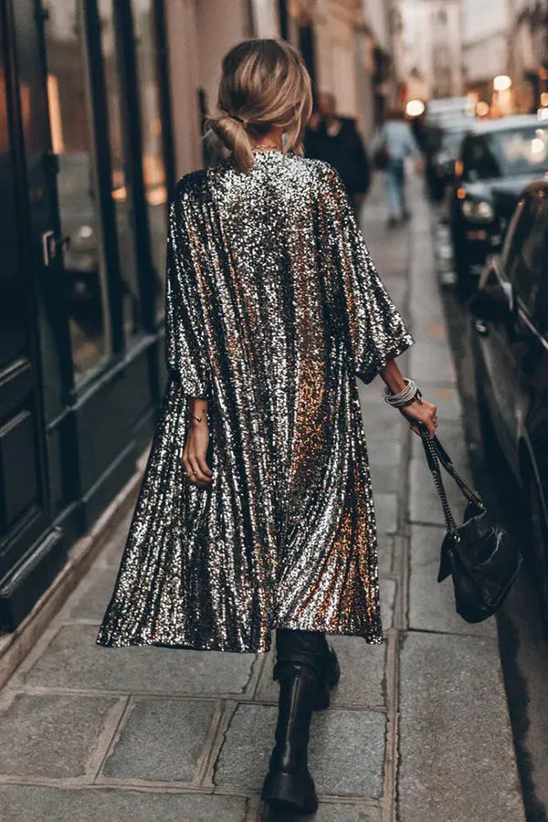 Thalira | Glamour Sequin Kimono with Keyholes for Women