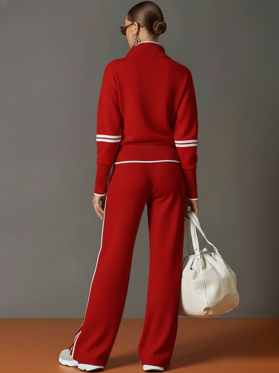 Mayna | Women'S Tracksuit Featuring A Half Zip Top And Wide Leg Trousers