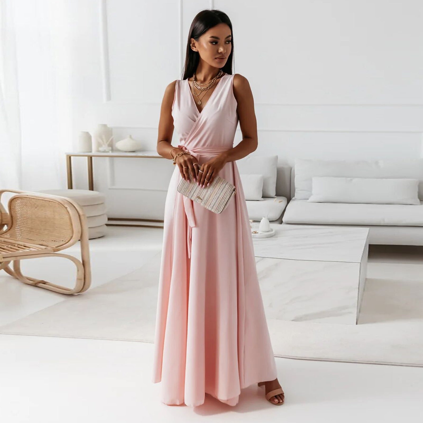 Stylish Maxi Dress with Tie-Waist for Women