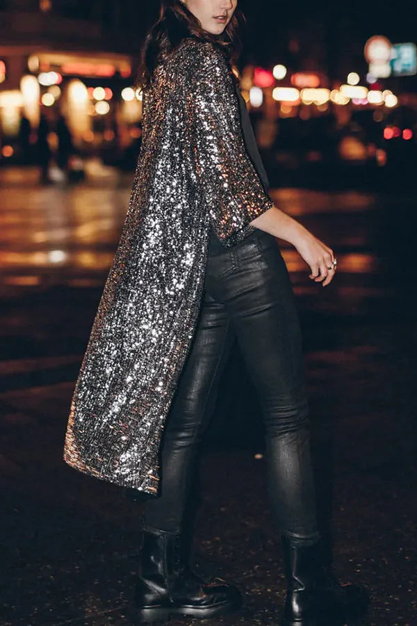 Thalira | Glamour Sequin Kimono with Keyholes for Women