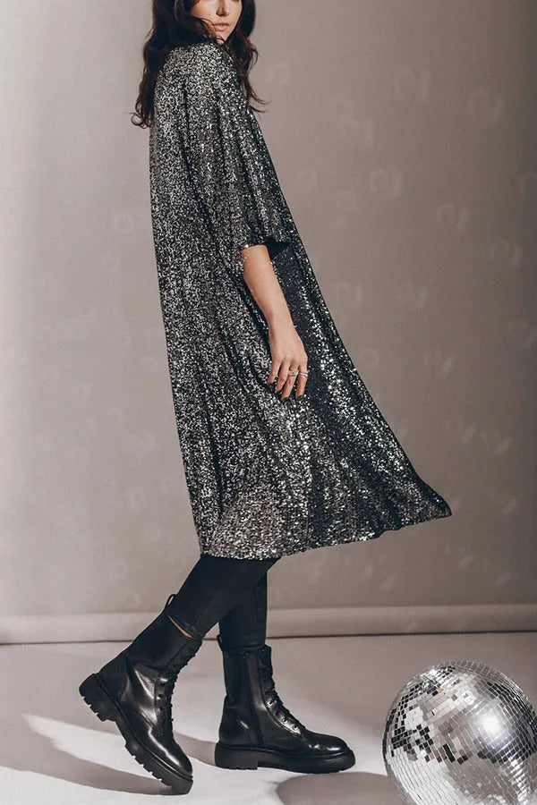 Thalira | Glamour Sequin Kimono with Keyholes for Women