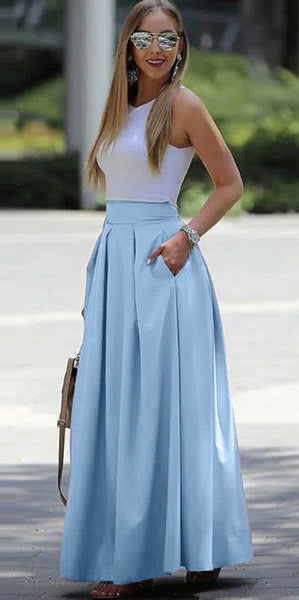 Felicity | High-Waisted Pleated Skirt in Solid Color for Women