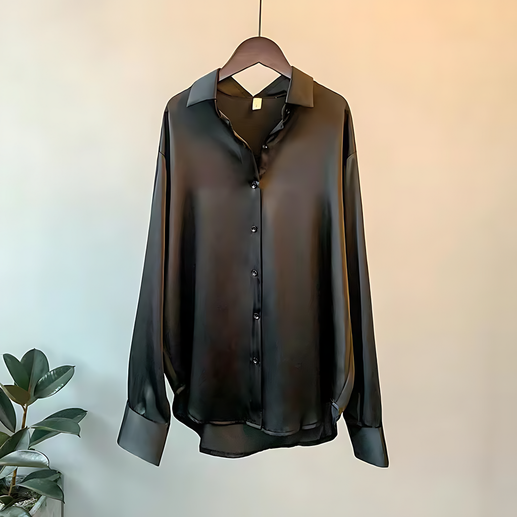Women’s Elegant Satin Button-Up Blouse