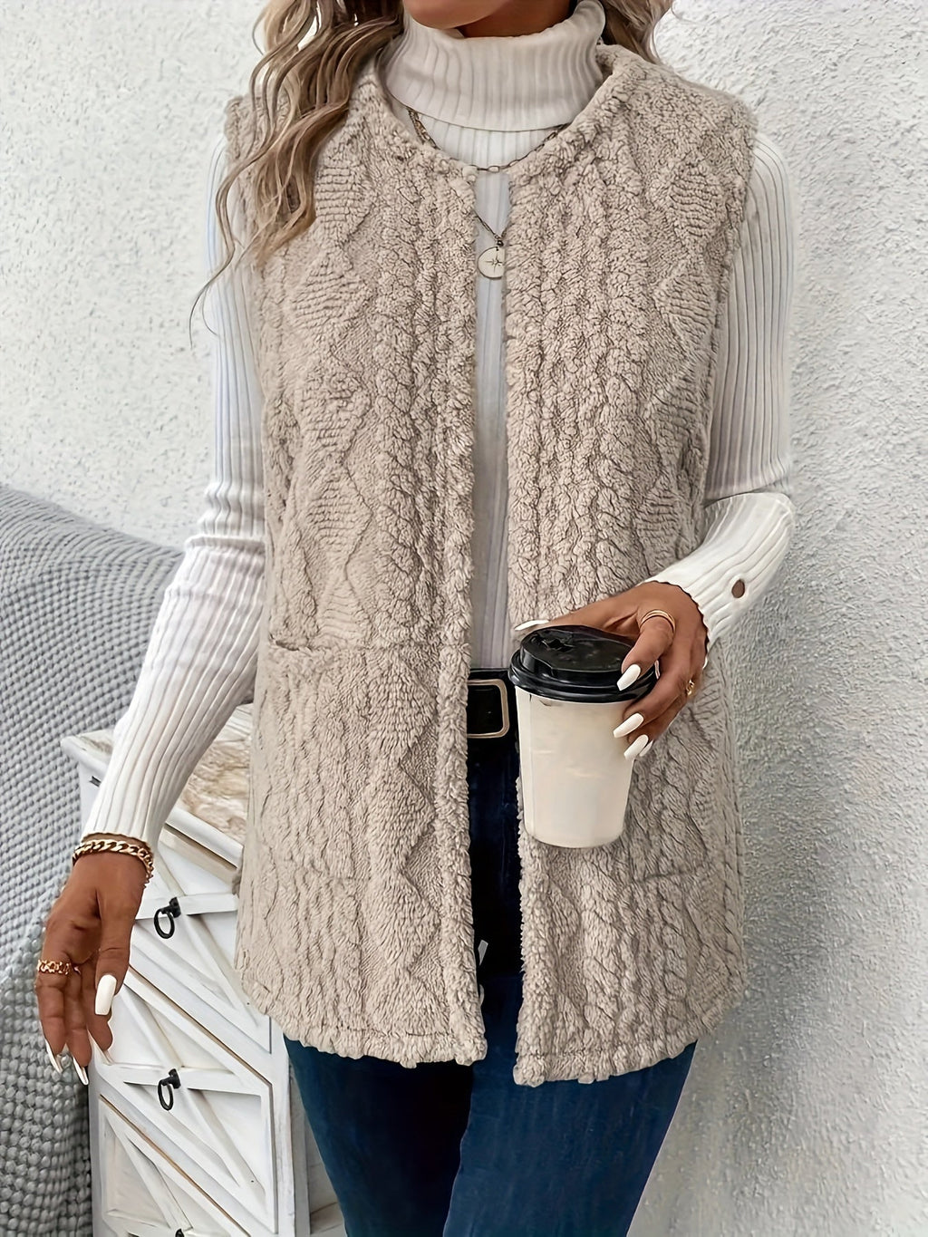 Maya | Women's Textured Longline Sleeveless Vest