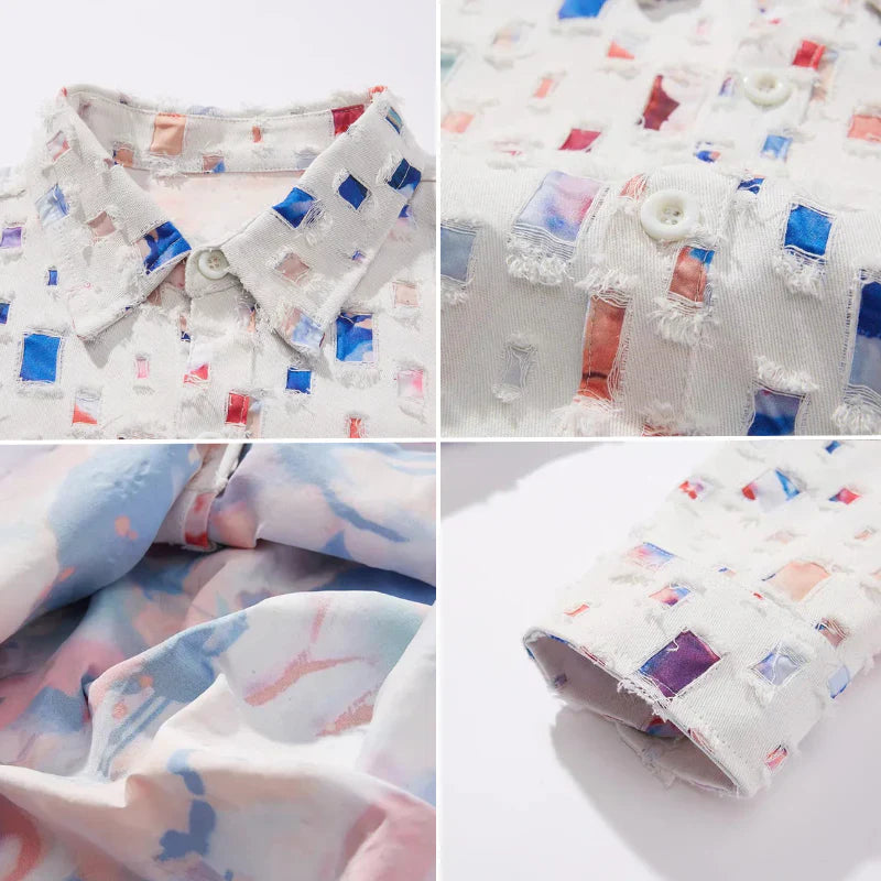 Men’s Abstract Patterned Button-Up Shirt