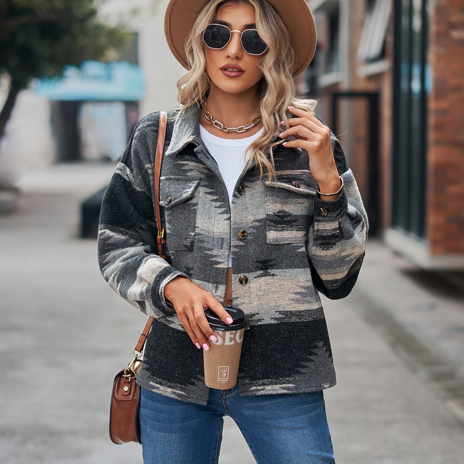 Vintage-Inspired Multicolour Aztec Jacket for Women