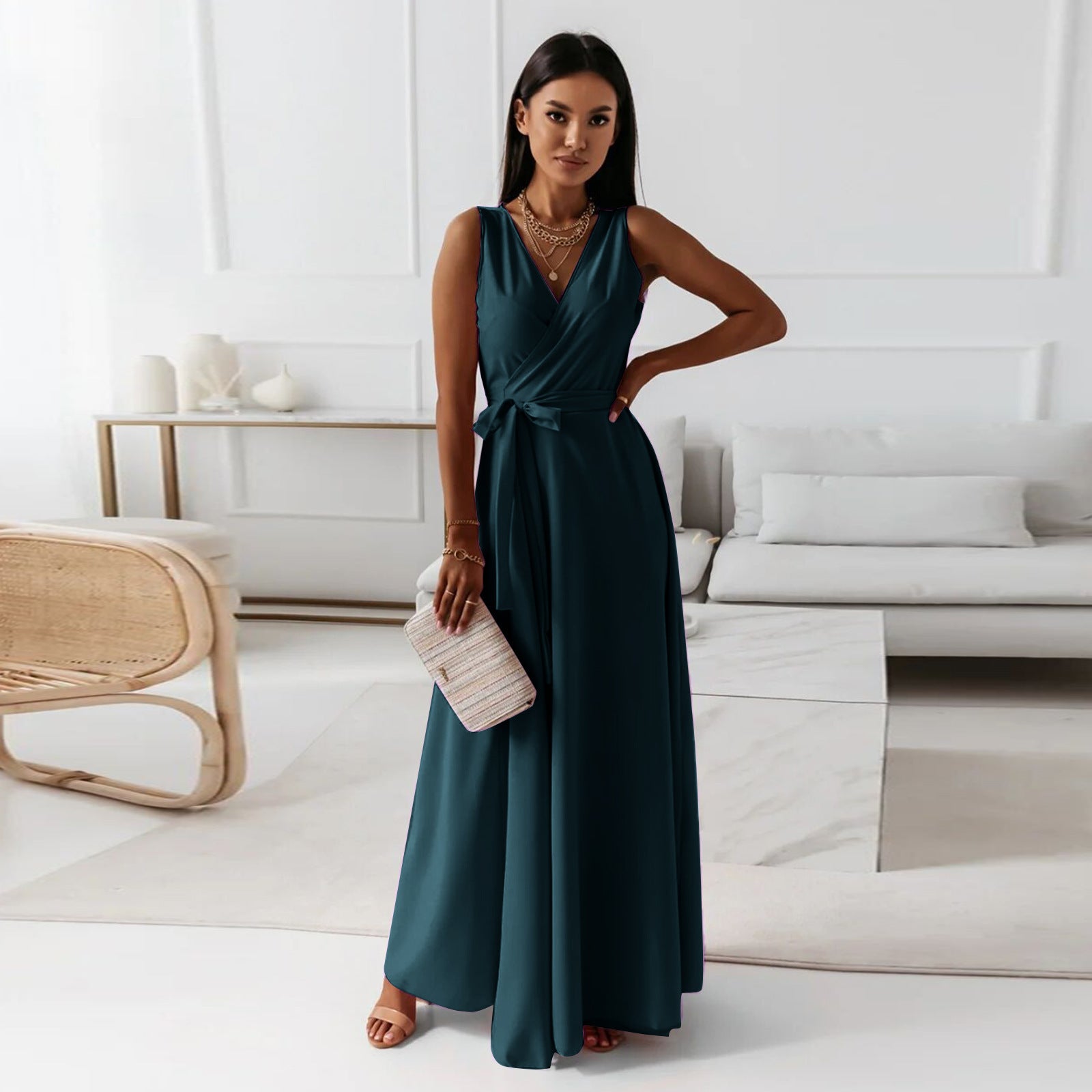 Stylish Maxi Dress with Tie-Waist for Women