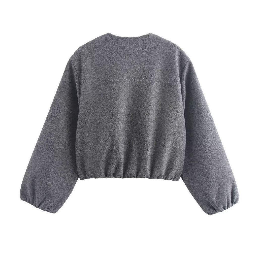 Beth | Cropped Relaxed Bomber Jacket With Elasticated Hem And Cuffs