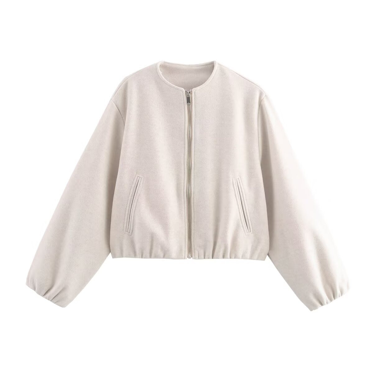 Beth | Cropped Relaxed Bomber Jacket With Elasticated Hem And Cuffs