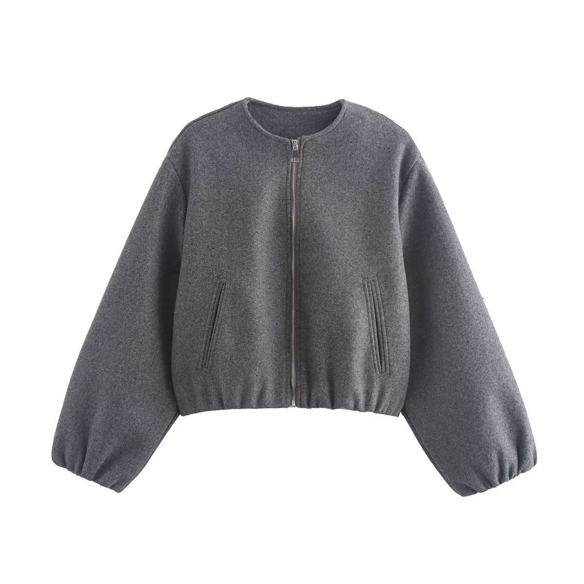 Beth | Cropped Relaxed Bomber Jacket With Elasticated Hem And Cuffs