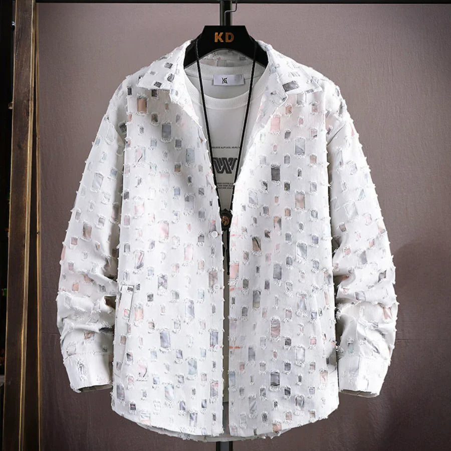 Men’s Abstract Patterned Button-Up Shirt