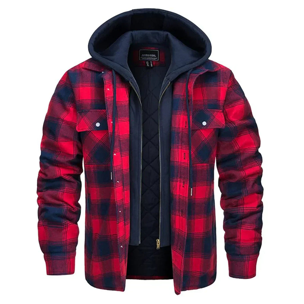 Ender | Men's Hooded Plaid Jacket with Classic Design