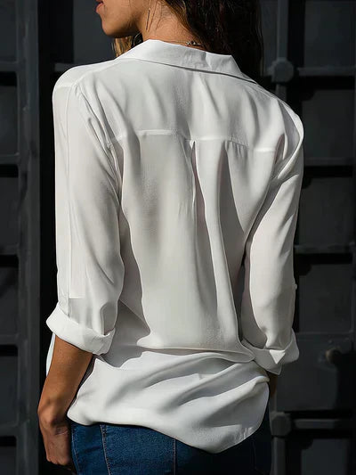 Nahomi | Flowing Long-Sleeved Shirt with classic collar for women