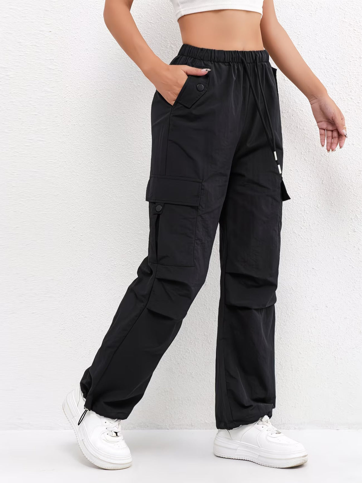 Rylee | Relaxed Cargo Trousers With Elasticated Waist And Drawstring Hem