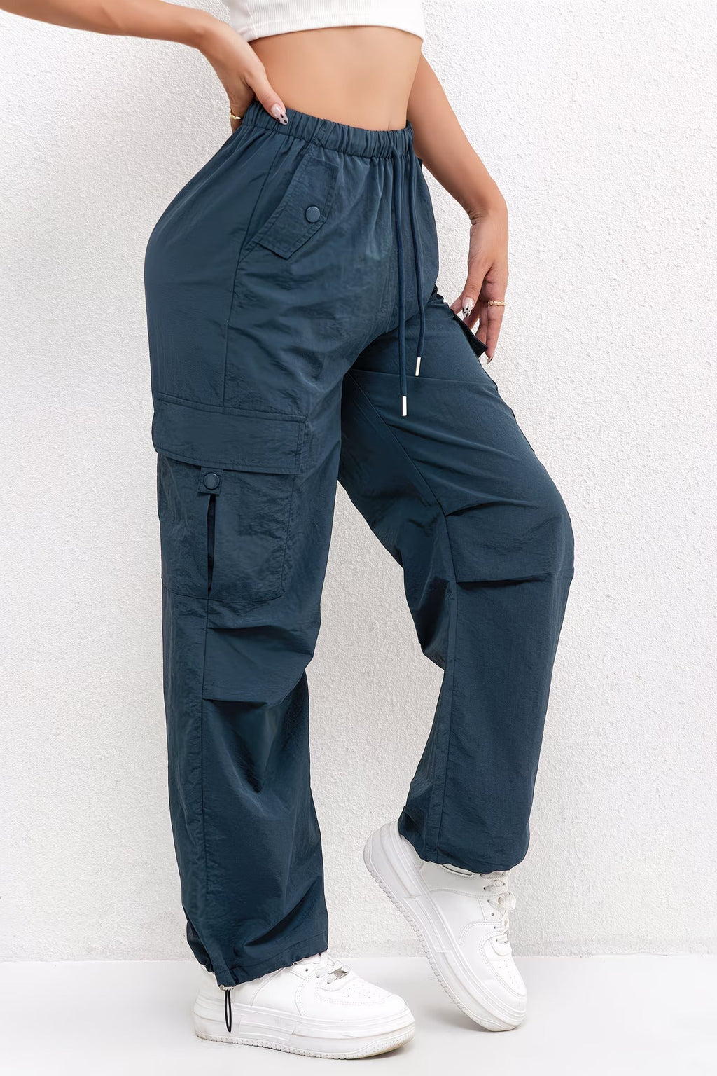 Rylee | Relaxed Cargo Trousers With Elasticated Waist And Drawstring Hem