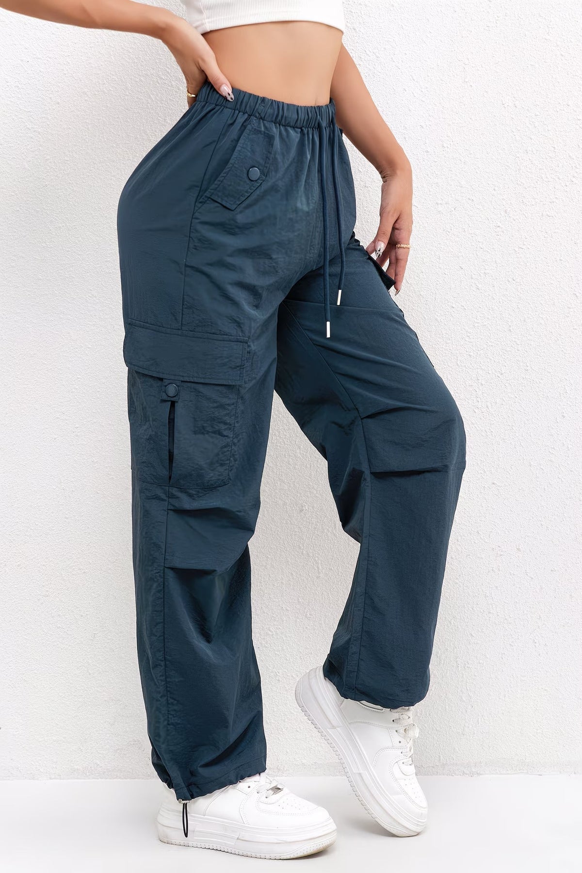 Rylee | Relaxed Cargo Trousers With Elasticated Waist And Drawstring Hem