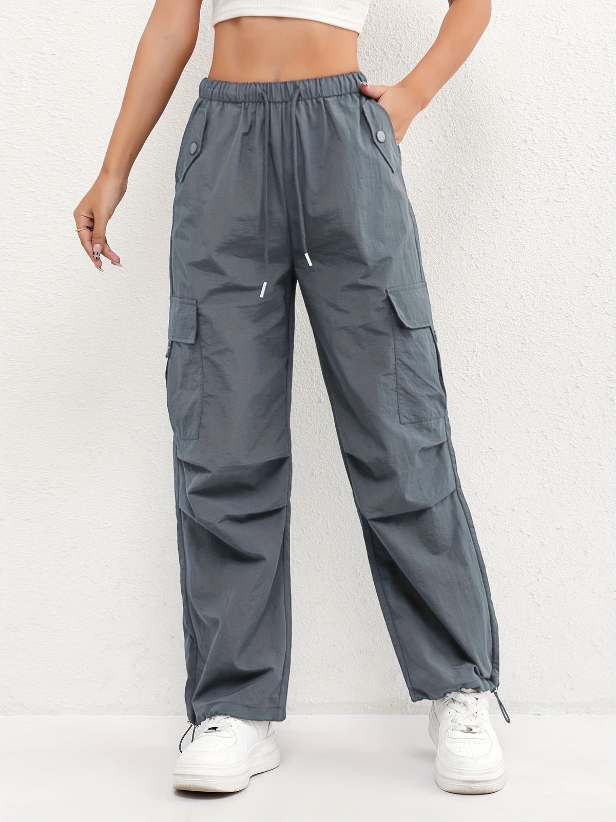 Rylee | Relaxed Cargo Trousers With Elasticated Waist And Drawstring Hem