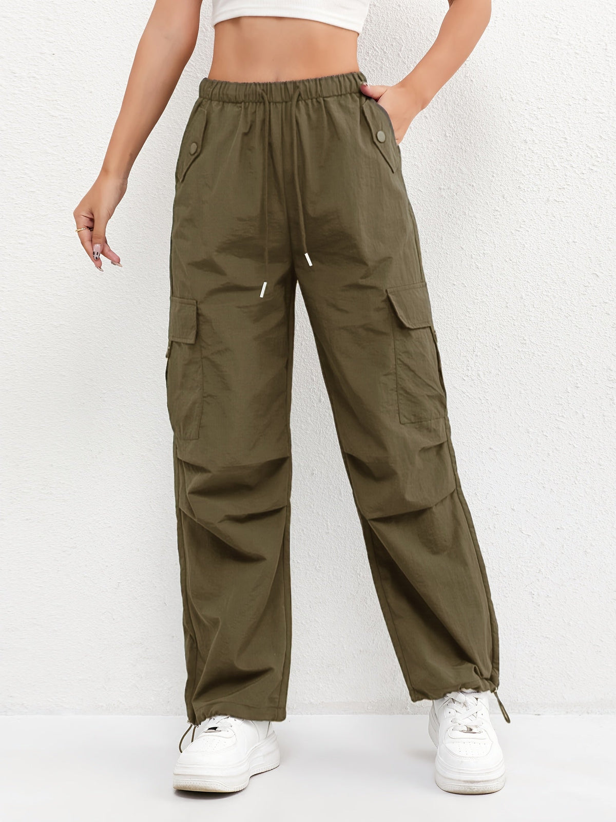Rylee | Relaxed Cargo Trousers With Elasticated Waist And Drawstring Hem