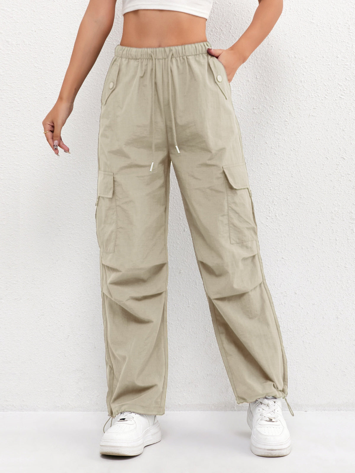 Rylee | Relaxed Cargo Trousers With Elasticated Waist And Drawstring Hem