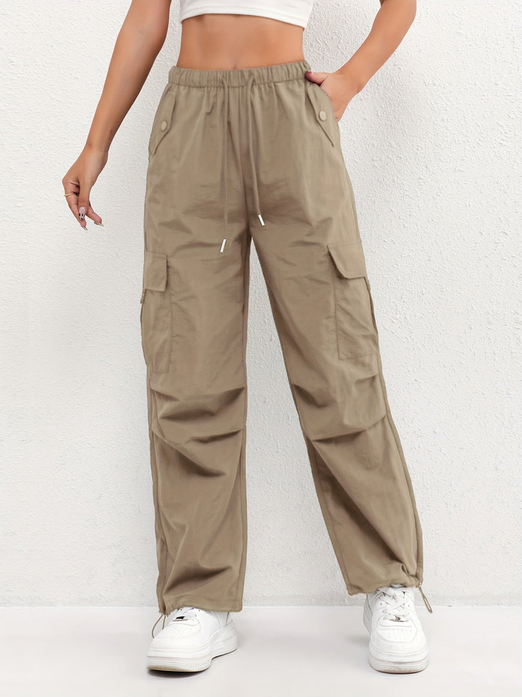 Rylee | Relaxed Cargo Trousers With Elasticated Waist And Drawstring Hem