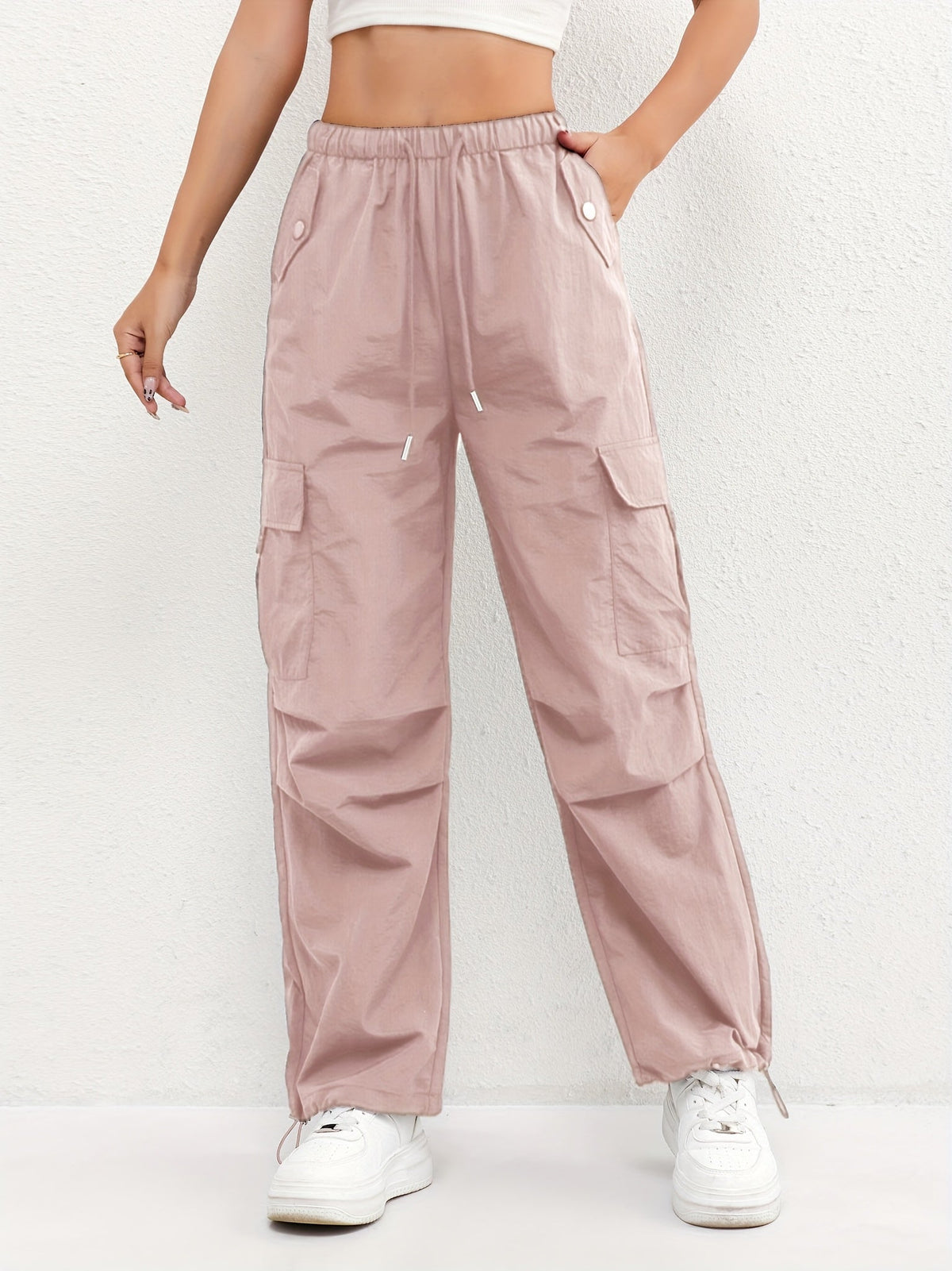 Rylee | Relaxed Cargo Trousers With Elasticated Waist And Drawstring Hem