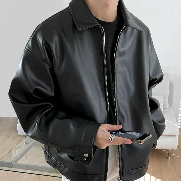 Gavin | Men’s Streetwear Oversized Leather  Bomber Jacket
