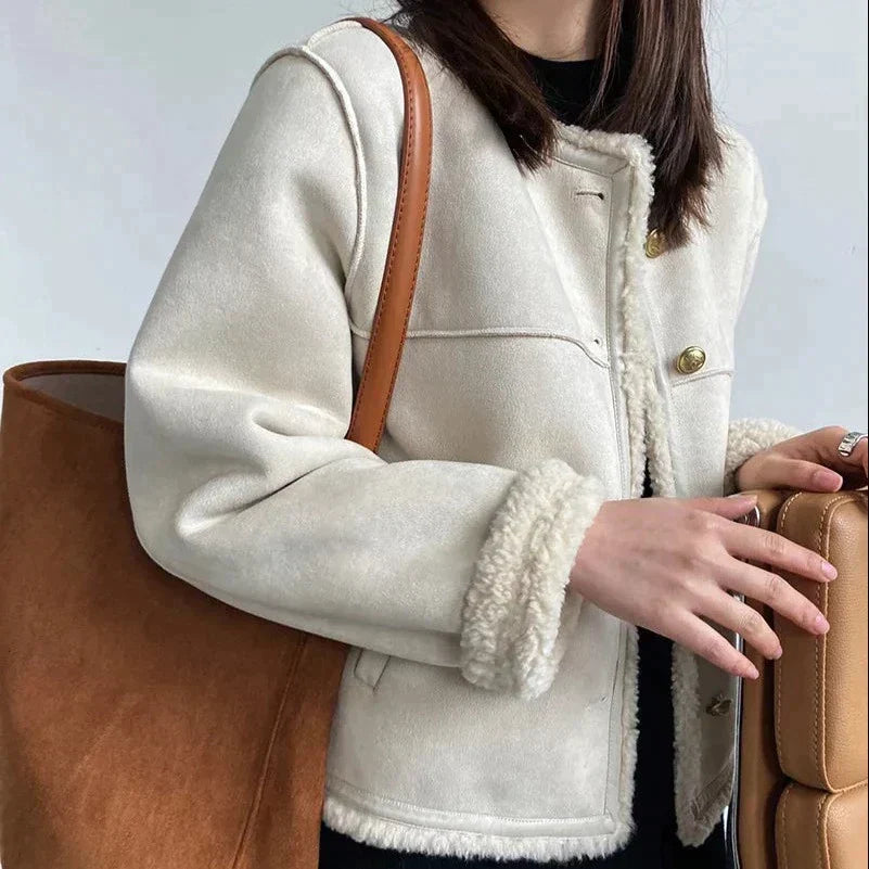 Novara | Luxurious Suede Winter Charm Jacket for Women