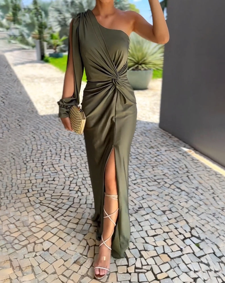 Shelby | Evening Dress with One-Shoulder Strap and Front Slit for women