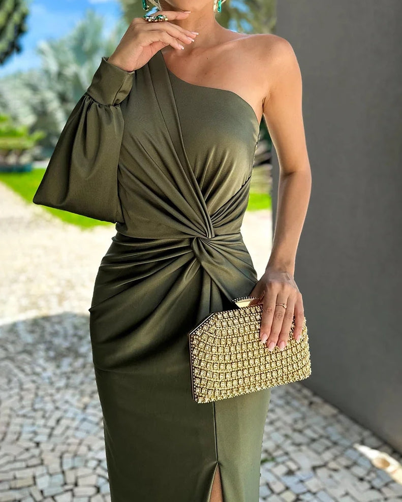 Shelby | Evening Dress with One-Shoulder Strap and Front Slit for women