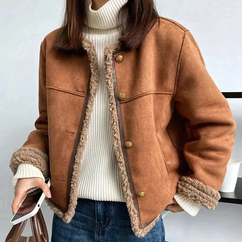 Novara | Luxurious Suede Winter Charm Jacket for Women