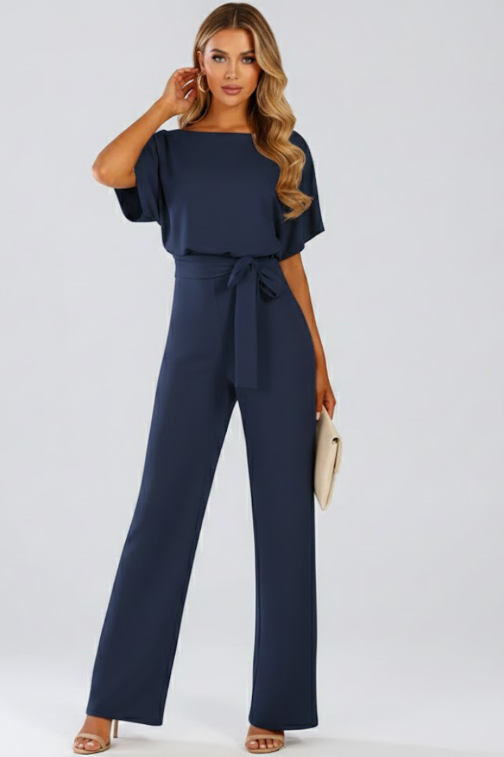 Anne | Women’s Jumpsuit With Belt And Wide Legs