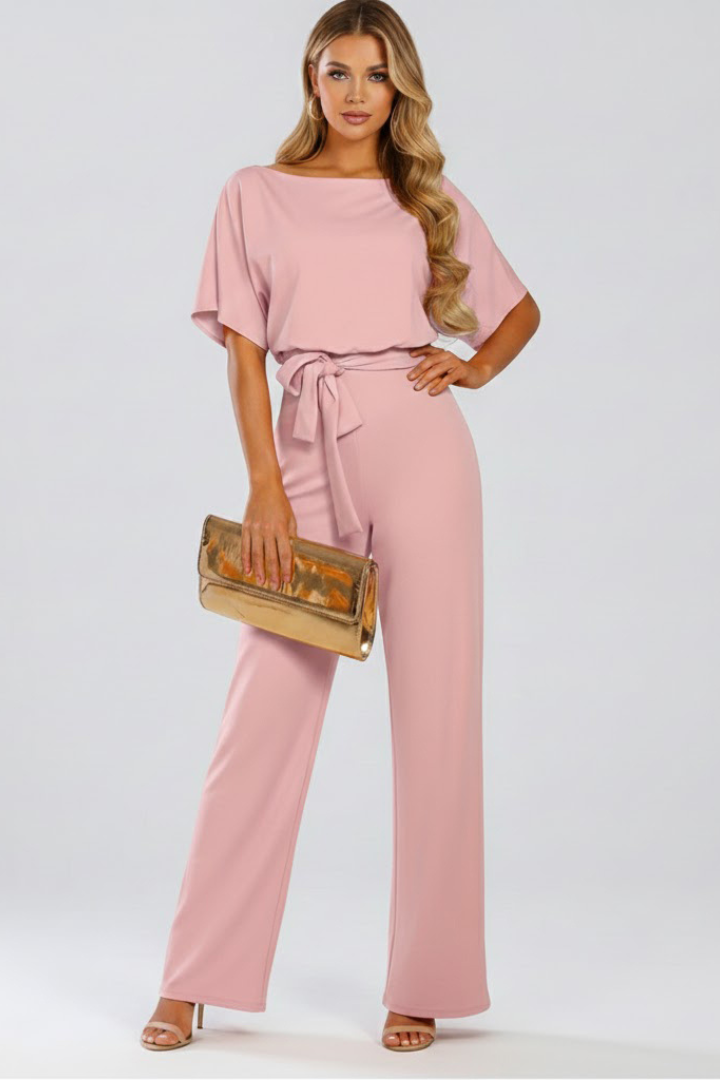 Anne | Women’s Jumpsuit With Belt And Wide Legs