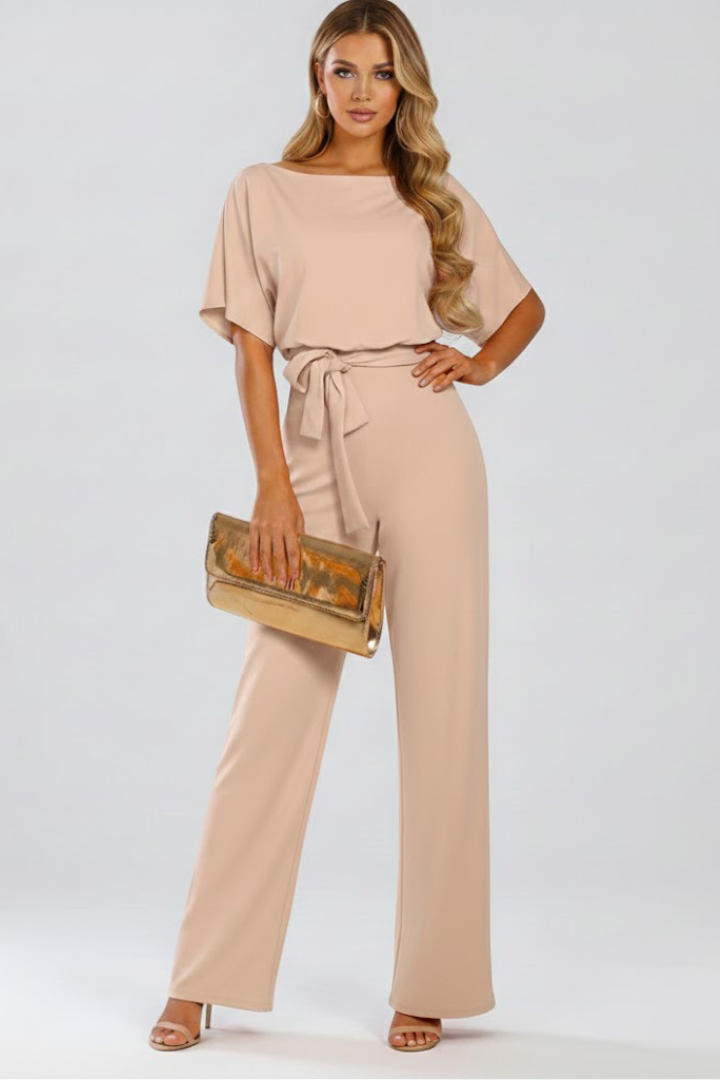 Anne | Women’s Jumpsuit With Belt And Wide Legs