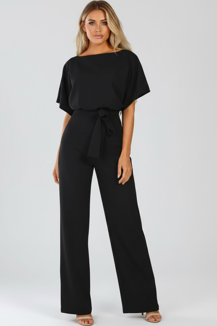 Anne | Women’s Jumpsuit With Belt And Wide Legs