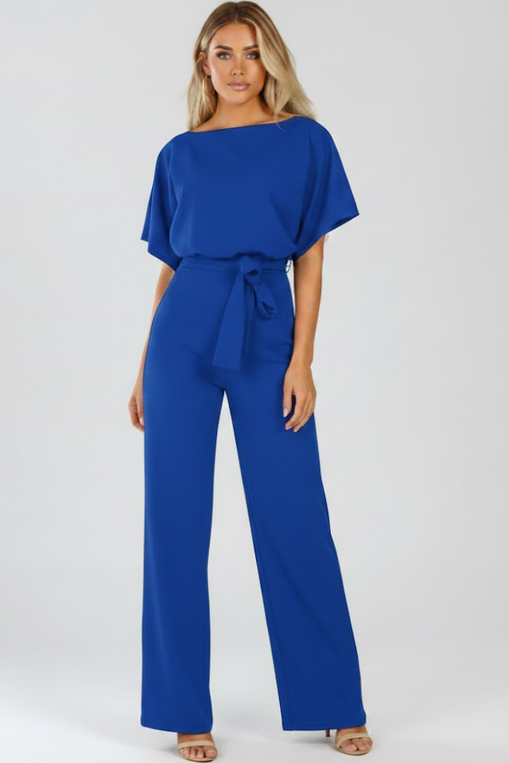 Anne | Women’s Jumpsuit With Belt And Wide Legs