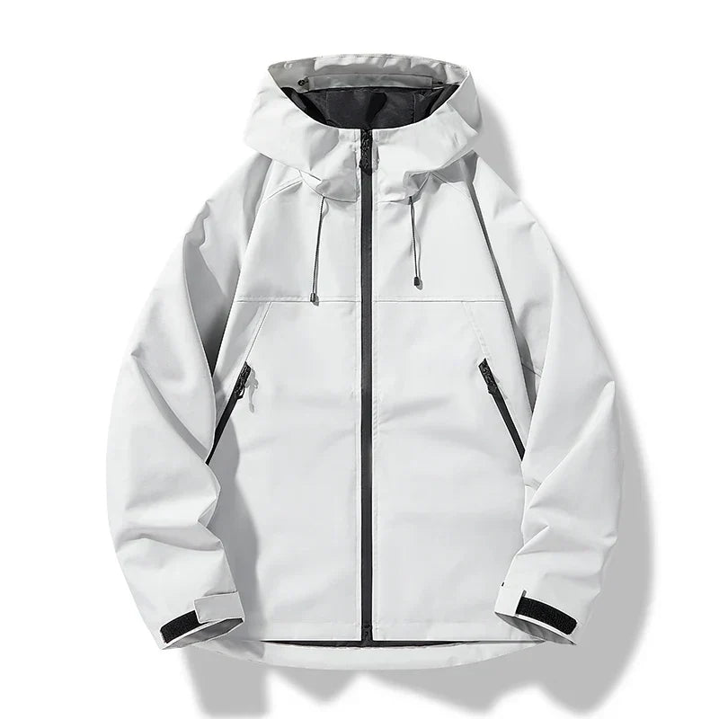 William | Men'S Waterproof Windproof Raincoat With Adjustable Hood And Zip Pockets