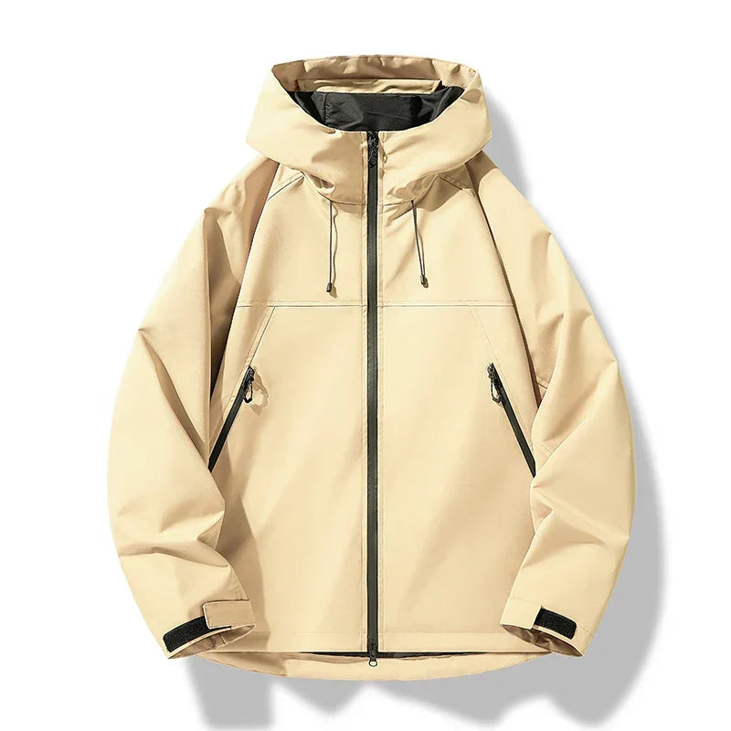 William | Men'S Waterproof Windproof Raincoat With Adjustable Hood And Zip Pockets