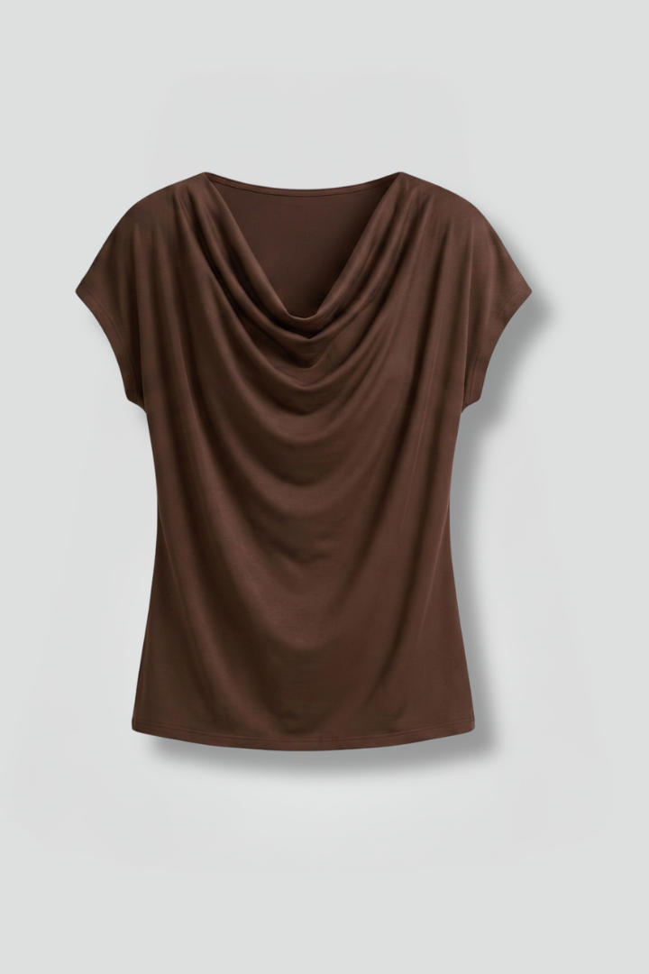 Thalsy | Women's Blouse With Cowl Neck And Draped Front