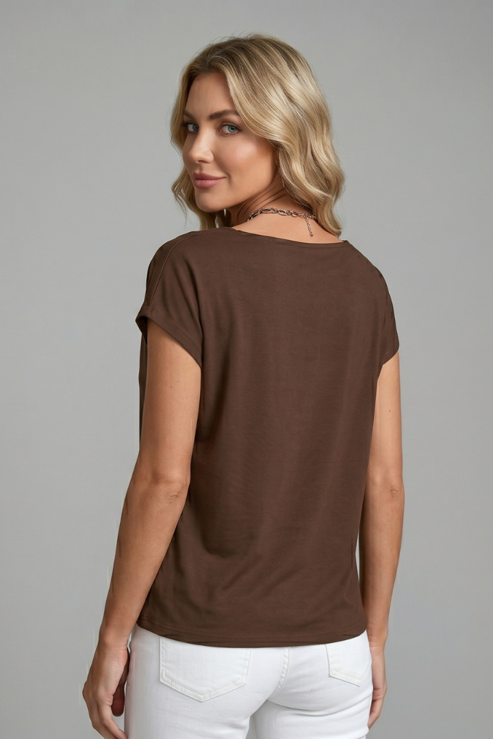 Thalsy | Women's Blouse With Cowl Neck And Draped Front